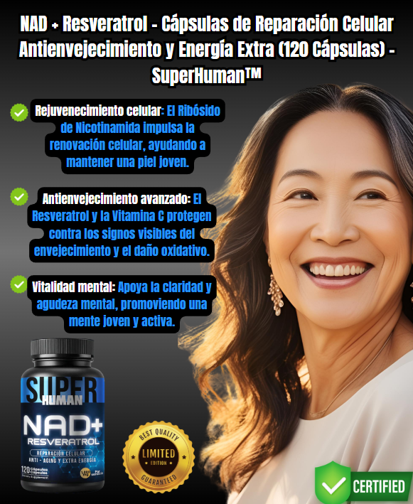 ⚡ NAD + RESVERATROL™ – ENERGÍA QUE SE SIENTE, JUVENTUD QUE SE NOTA ✨ (60 caps)
